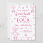 Pink Hearts Valentijns's verjaardagsuitnodiging vo Kaart (Voorkant)