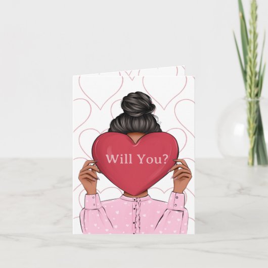 Pink Hearts Valentine's Bridesmaid Proposal Card (Voorkant)