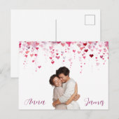 Pink Hearts Valentine's Day Card Custom Photo Briefkaart (Voorkant / Achterkant)