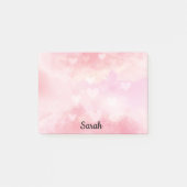 Pink Hearts Voeg Naam toe Schattige Kantoor Gift Post-it® Notes (Voorkant)