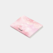 Pink Hearts Voeg Naam toe Schattige Kantoor Gift Post-it® Notes (Schuin)