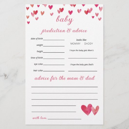 Pink Hearts voorspellingen spel Flyer (Voorkant)