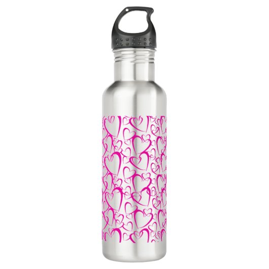 Pink Hearts Water Bottle Waterfles (Voorkant)