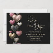 Pink Hearts Wedding Save the Date (Voorkant)