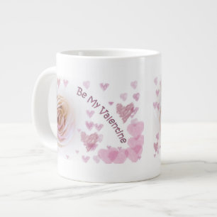 Pink Hearts White Rose Grote Koffiekop