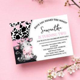 Pink Heb je de Moos 2e Verjaardag Koe gehoord Kaart