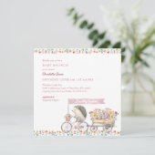 Pink Hedgehog Baby shower Fotouitnodiging Kaart (Staand voorkant)