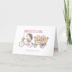 Pink Hedgehog Baby shower Thank You Card – Lokaal Bedankkaart