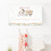 Pink Hedgehog Baby shower Welcome Banner – Bloemen (Insitu)