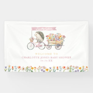 Pink Hedgehog Baby shower Welcome Banner – Bloemen