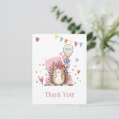 Pink Hedgehog Kinderen Verjaardag Dank u Bedankkaart (Staand voorkant)