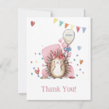 Pink Hedgehog Kinderen Verjaardag Dank u