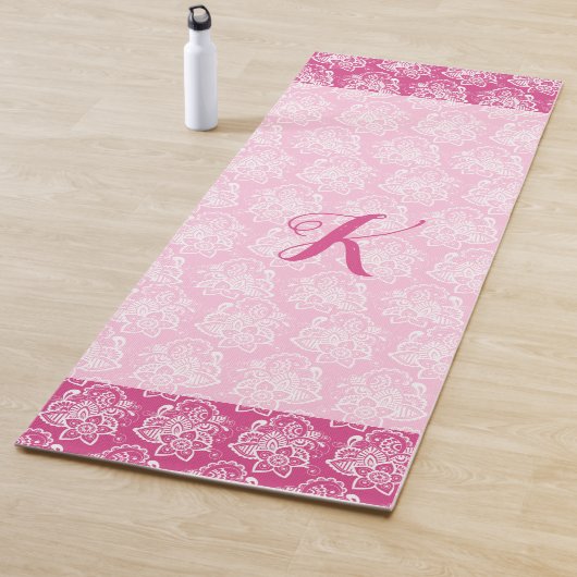 Pink Henna Flowers Yoga Mat (In situ)