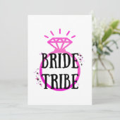 Pink Hen's Party Bachelorette Ring Bruid Tribe Kaart (Staand voorkant)