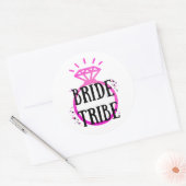 Pink Hen's Party Bachelorette Ring Bruid Tribe Ronde Sticker (Envelop)