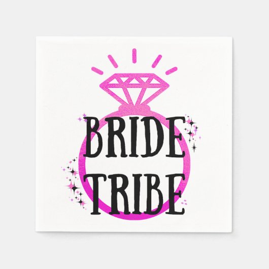 Pink Hen's Party Bachelorette Ring Bruid Tribe Servet (Voorkant)
