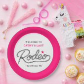 Pink Her Last Rodeo Bachelorette Party Papieren Bordje (Feest)