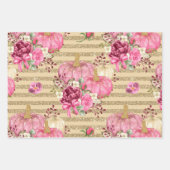 PINK HERFST AUTUMN PUMPKINS & WATERVERF FLOWERS INPAKPAPIER VEL (Voorkant 3)