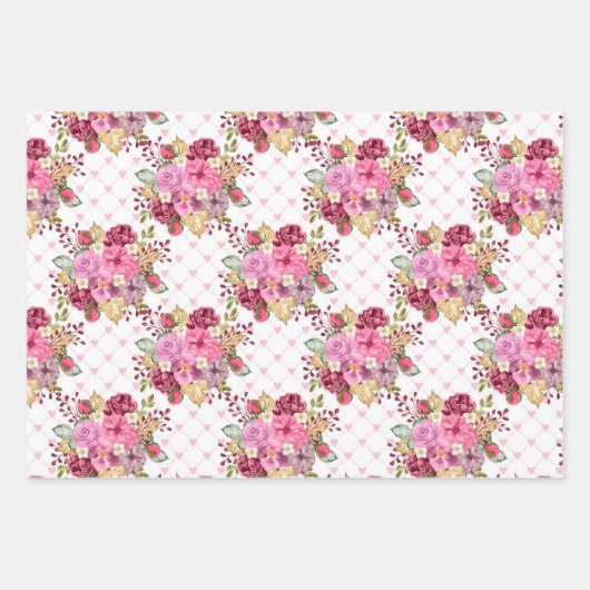 PINK HERFST AUTUMN PUMPKINS & WATERVERF FLOWERS INPAKPAPIER VEL (Voorkant 2)