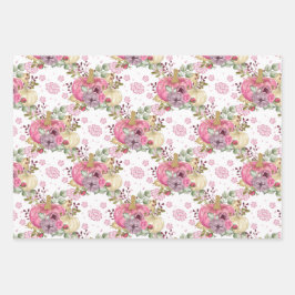 PINK HERFST AUTUMN PUMPKINS & WATERVERF FLOWERS INPAKPAPIER VEL