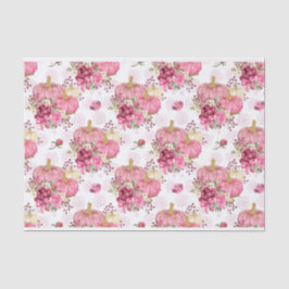 PINK HERFST AUTUMN PUMPKINS & WATERVERF FLOWERS TISSUEPAPIER