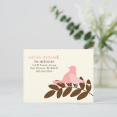 Pink Herfst Birds Nieuwe Adresaankondigingen Aankondigingskaart (Staand voorkant)