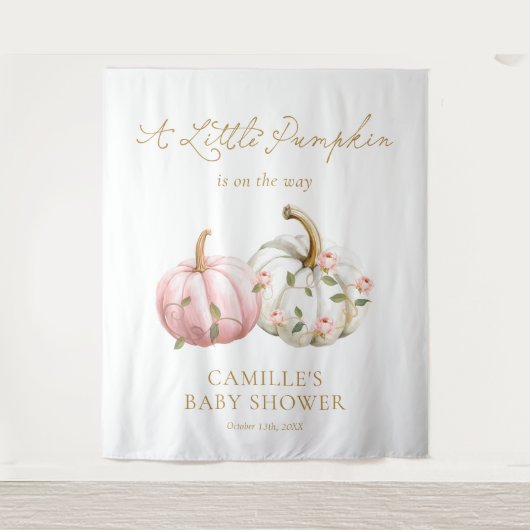 Pink Herfst Pumpkin Party Wandkleed (Voorkant)