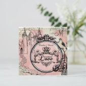 Pink Herringbone Unconditional Love Wedding Invite Kaart (Staand voorkant)