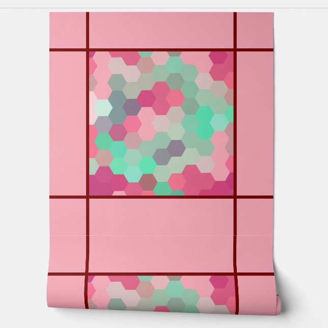 Pink hexagon behang (Afrollen)