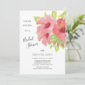 Pink Hibiscus Floral Vrijgezellenfeest Kaart (Staand voorkant)