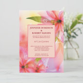 Pink Hibiscus Floral Wedding Aankondiging (Staand voorkant)
