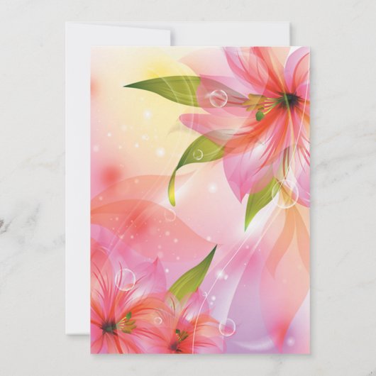 Pink Hibiscus Floral Wedding Aankondiging (Achterkant)