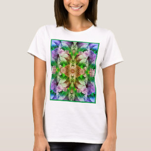 Pink Hibiscus Flower Abstract Distressed T-shirt