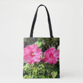 Pink Hibiscus Flower Drawstring Backpack Tote Bag (Voorkant)