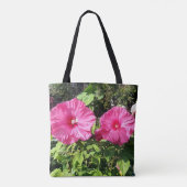 Pink Hibiscus Flower Drawstring Backpack Tote Bag (Achterkant)