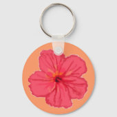 Pink Hibiscus Flower key chain Sleutelhanger (Voorkant)