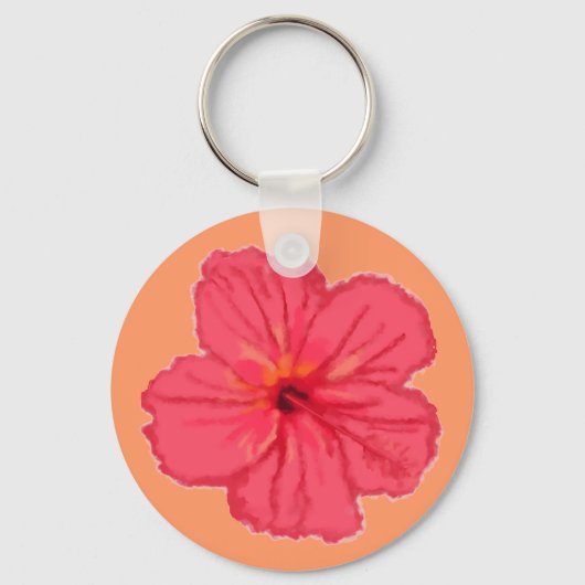 Pink Hibiscus Flower key chain Sleutelhanger (Voorkant)