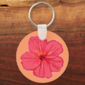 Pink Hibiscus Flower key chain Sleutelhanger (Voorkant)