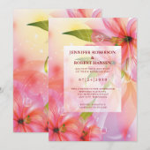 Pink Hibiscus Flower Wedding Floral Aankondiging (Voorkant / Achterkant)