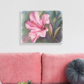 PINK HIBISCUS FLOWER WRAPPED CANVAS PAINTING (Insitu (Woonkamer))