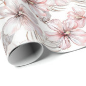 Pink Hibiscus Flowers Birthday Cadeaupapier (Rol Hoek)