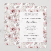 Pink Hibiscus Flowers Birthday Kaart (Voorkant / Achterkant)