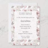 Pink Hibiscus Flowers Birthday Kaart (Voorkant)