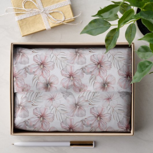 Pink Hibiscus Flowers Birthday Tissuepapier (Geschenk)