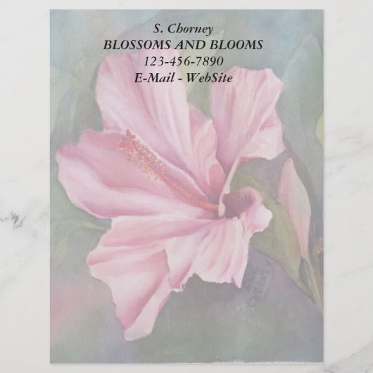 PINK HIBISCUS  LETTERHEAD GEPERSONALISEERD BRIEFHOOFD (Voorkant)