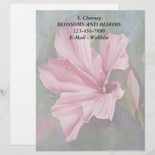 PINK HIBISCUS  LETTERHEAD GEPERSONALISEERD BRIEFHOOFD (Voorkant / Achterkant)