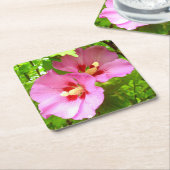 Pink Hibiscus Paper Coaster Kartonnen Onderzetters (Schuin)