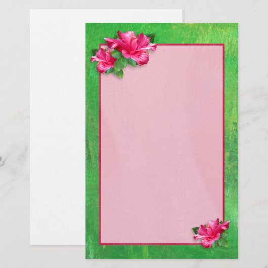 Pink Hibiscus Queen Briefpapier (Voorkant / Achterkant)
