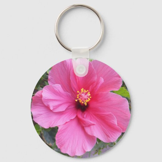 Pink Hibiscus-sleutelketen Sleutelhanger (Voorkant)