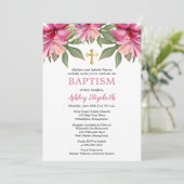 Pink Hibiscus Tropische Waterverf Floral Baptisme Kaart (Staand voorkant)